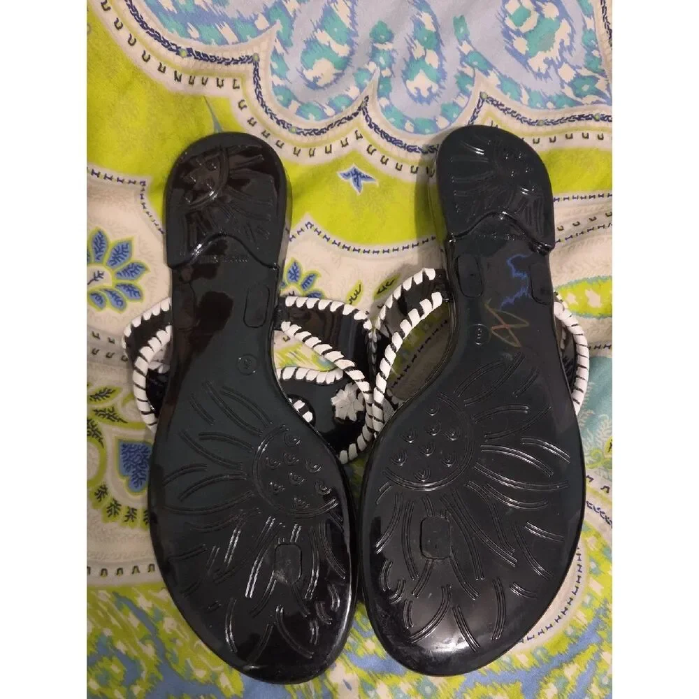 Jack Rogers Black and White Daisy Whipstitch Sandals
